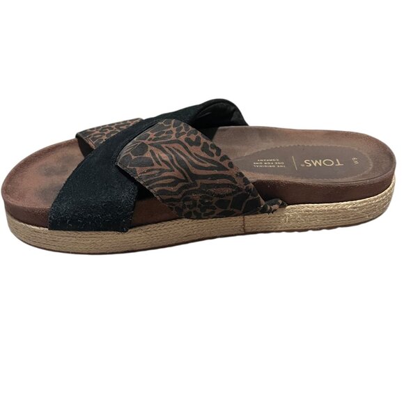 TOMS Paloma Sandals Women's 9 Black Animal Print Casual Summer Slip On - Picture 9 of 13